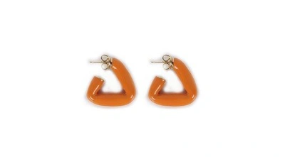 Shop Bottega Veneta Triangular Hoop Earrings In Orange