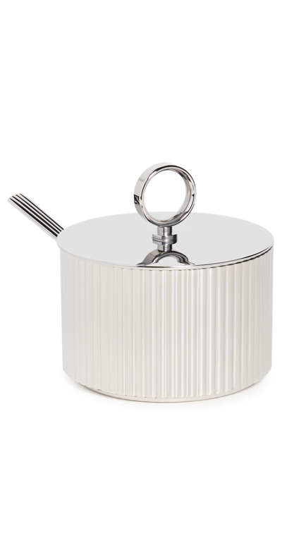 Georg Jensen Bernadotte Sugar Bowl & Spoon Silver In Silver