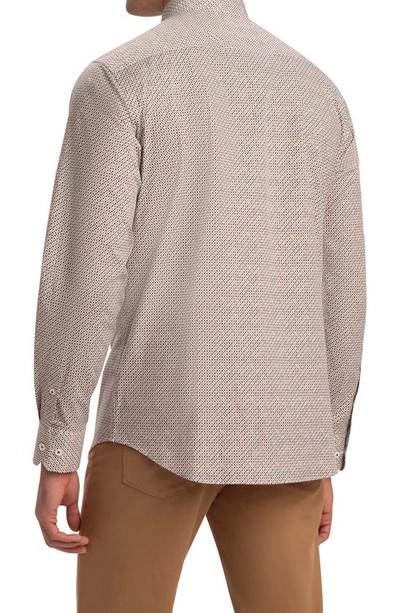 Shop Bugatchi Shaped Fit Geo Stretch Button-up Shirt In Caramel