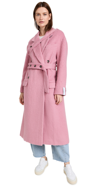 Shop Rokh Cross Belt Coat In Pink