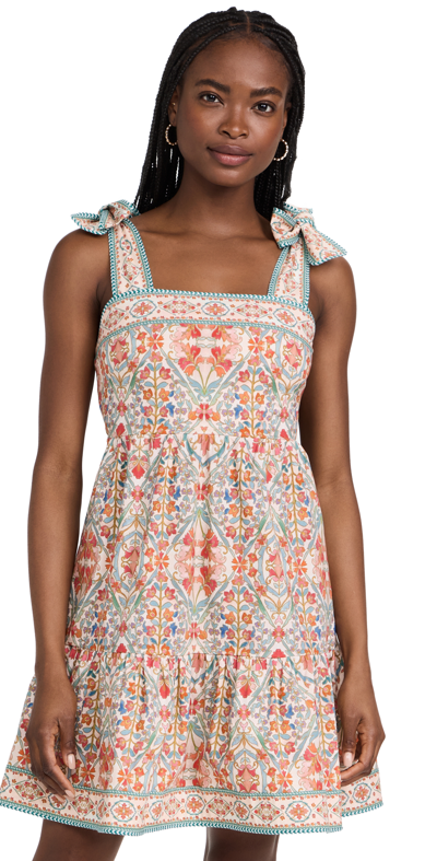 Shoshanna Faye Smocked Cotton-blend Minidress In Apricot Multi | ModeSens