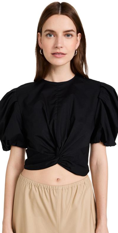 Shop Vince Twist Knot Puff Sleeve Blouse In Black