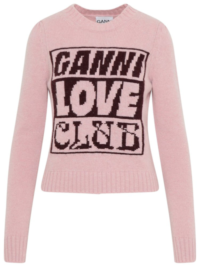 Shop Ganni Logo Intarsia In Pink
