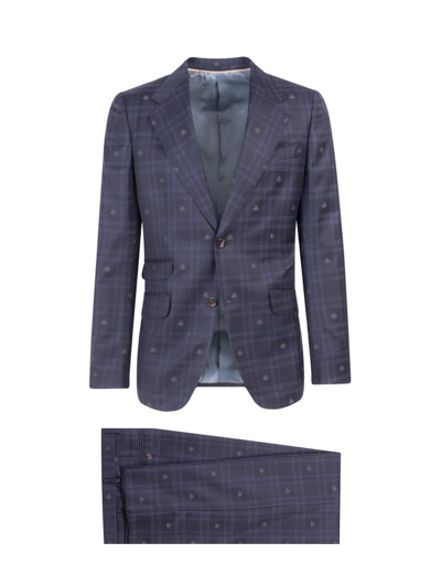 Shop Gucci Heritage Bee Checked Tailored Suit In Blue