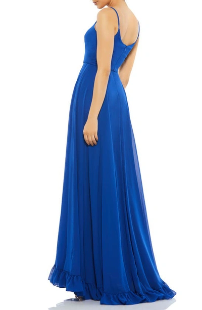 Shop Ieena For Mac Duggal Scoop Neck A-line Chiffon Gown In Royal