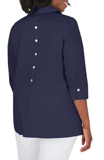 Foxcroft Pamela Non-iron Stretch Tunic Blouse In Navy