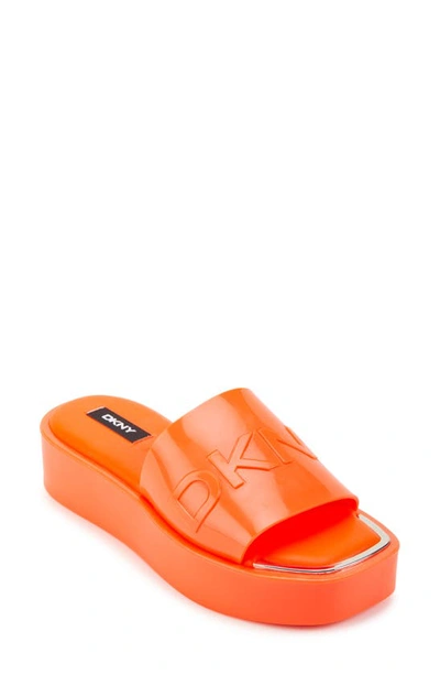 Shop Dkny Laren Platform Slide Sandal In Orange