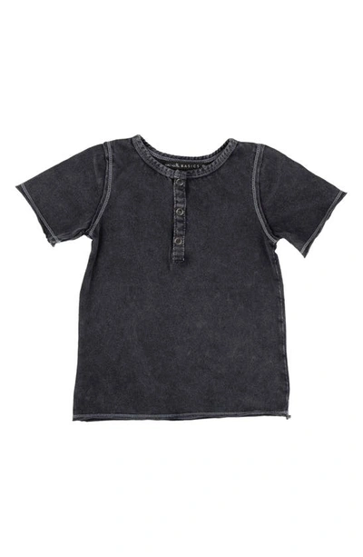 Shop Miki Miette Kids' Pauli Cotton Henley In Black