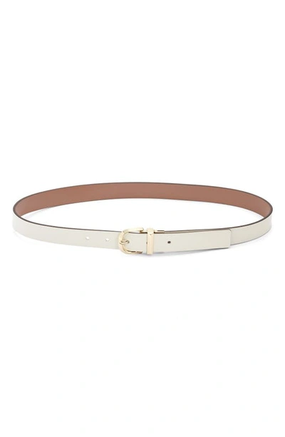 Shop Kate Spade Reversible Leather Belt In Parchment