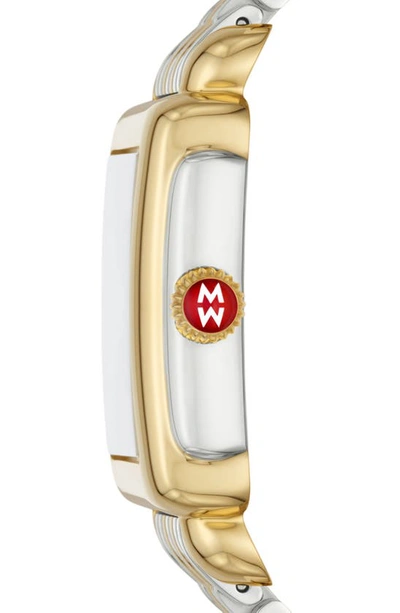 Shop Michele Deco Mid Diamond Dial Bracelet Watch, 29mm In Gold/ Mop