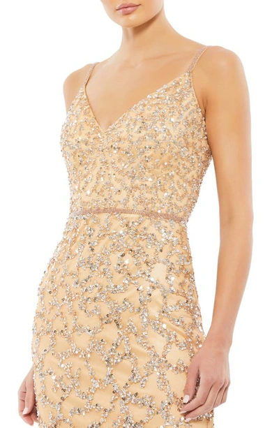 Shop Mac Duggal Shatter Sequin Sheath Gown In Nude