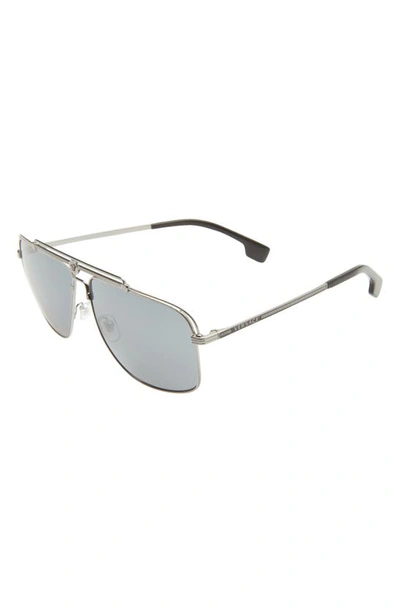 Shop Versace 61mm Pilot Sunglasses In Gunmetal/light Grey Mirror Bla