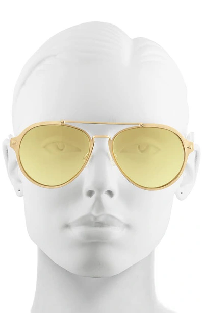 Shop Velvet Eyewear Jesse 55mm Aviator Sunglasses In Gold/yellow