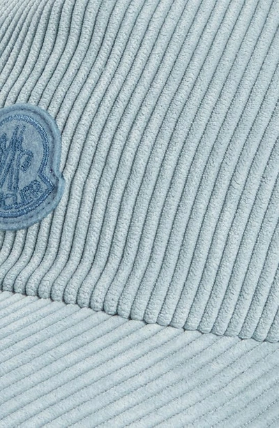 Shop Moncler Logo Corduroy Baseball Cap In Blue