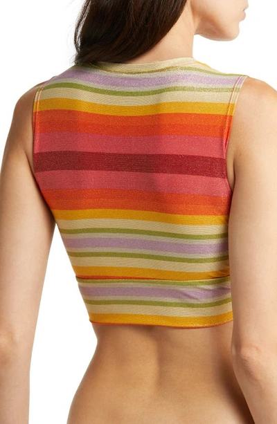 Robin Piccone Greta Ruched Cutout Swim Top In Persimmon Multi