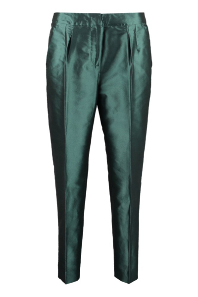 Shop Max Mara Studio Monile Straight Leg Satin Trousers In Green