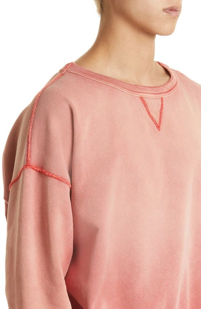 Shop Maison Margiela Bleached Cotton Sweatshirt In Fard