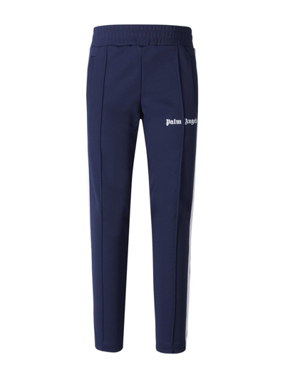 Shop Palm Angels Logo Printed Track Pants In Blue