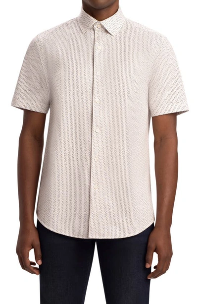 Shop Bugatchi Ooohcotton® Tech Short Sleeve Button-up Camp Shirt In Chalk