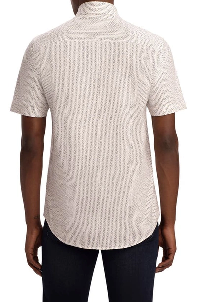 Shop Bugatchi Ooohcotton® Tech Short Sleeve Button-up Camp Shirt In Chalk