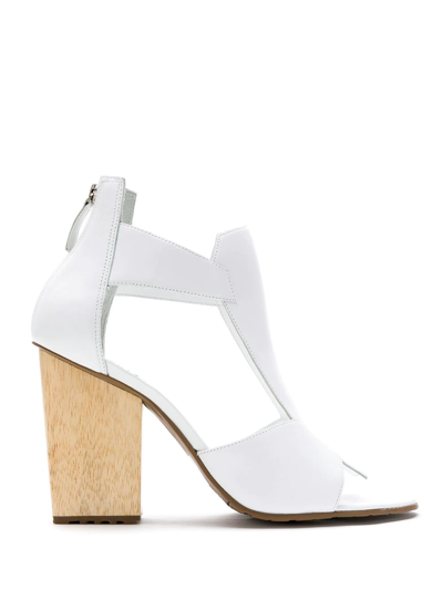 Shop Studio Chofakian Leather Panelled Pumps In White