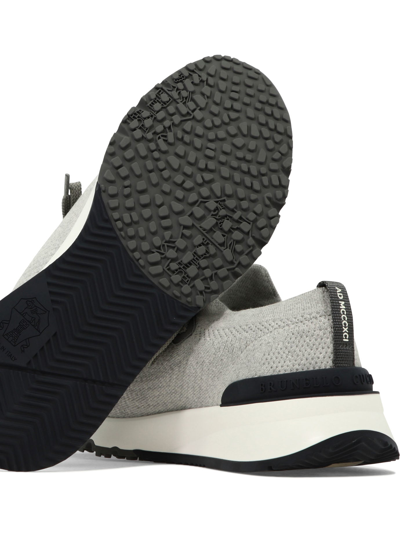 Shop Brunello Cucinelli Knitting Sneakers In Grey