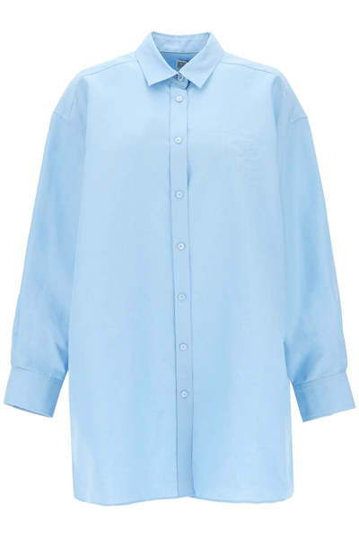 Shop Totême Toteme Linen Blend Over Shirt In Light Blue