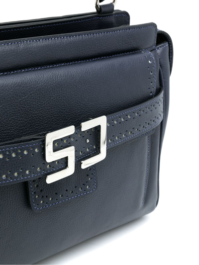 Sarah Chofakian Leather Normandie Tote Bag In Blue