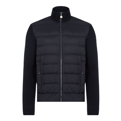 Shop Moncler Zipped Cardigan In Navy