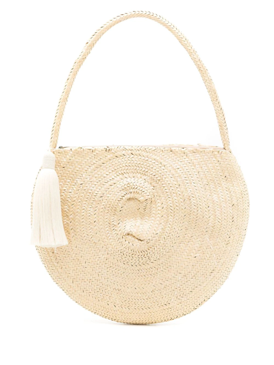 Shop Nannacay Vitoria Round Tote In Neutrals