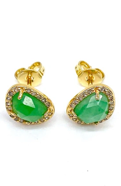 Shop Adornia Fine 14k Gold Vermeil Emerald Stud Earrings In Green