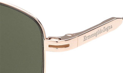 Shop Zegna 60mm Aviator Sunglasses In Shiny Rose Gold / Green