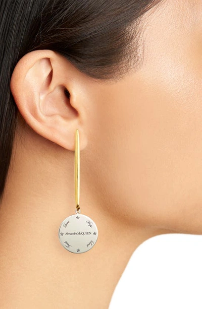 Shop Alexander Mcqueen Medallion Linear Drop Earrings In Black