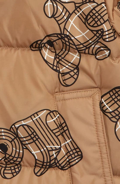 Shop Burberry Kids' Teddy Bear Hooded Down Puffer Jacket In Archive Beige Ip Pat