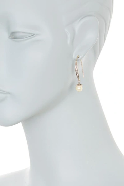 Marchesa Pave Crystal Linear Drop Earrings In Gold/blush