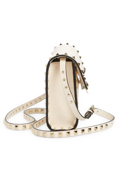 Shop Valentino Medium Rockstud Leather Shoulder Bag In Light Ivory