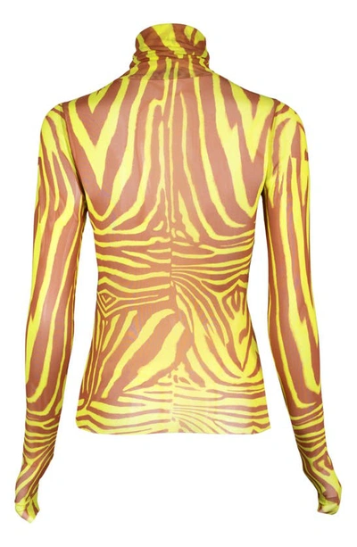 Shop Afrm Zadie Semi Sheer Turtleneck In Abstract Zebra