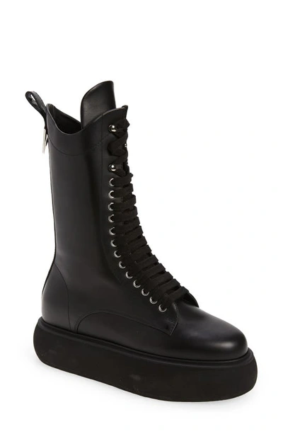 Shop Attico Selene Platform Combat Boot In Black