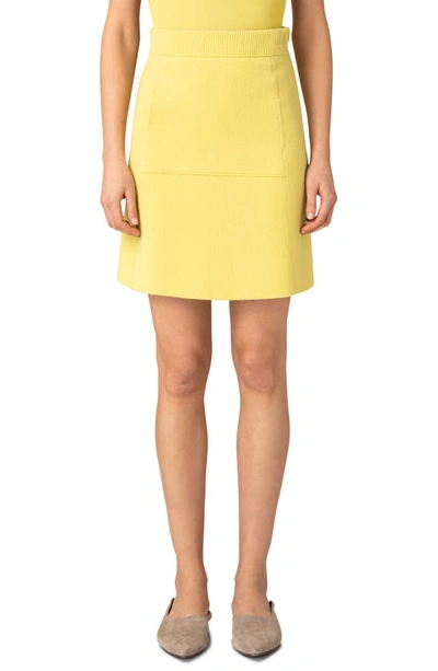 Shop Akris Cashmere Piqué Skirt In Limoncello