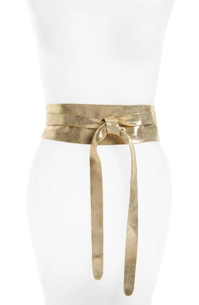 Shop Ada Handmade Leather Wrap Belt In Gold