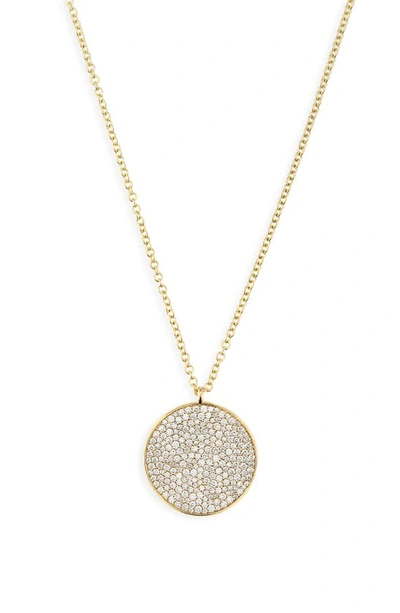 Shop Ippolita Stardust Large Flower Pavé Diamond Disc Pendant Necklace In Yellow Gold/ Green