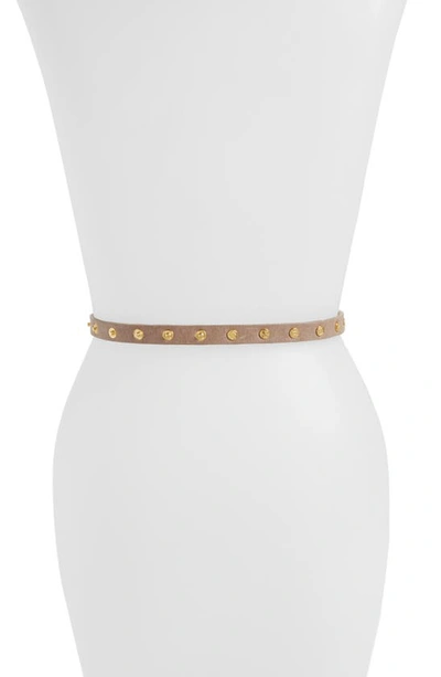 Shop Ada 'cala' Studded Skinny Leather Belt In Taupe