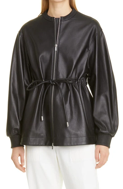 Shop Proenza Schouler White Label Drawstring Leather Jacket In Black