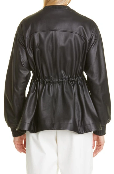 Shop Proenza Schouler White Label Drawstring Leather Jacket In Black