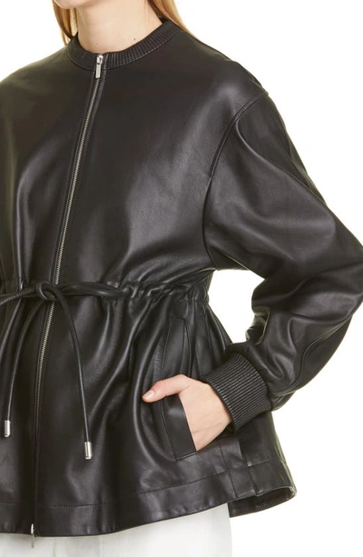 Shop Proenza Schouler White Label Drawstring Leather Jacket In Black