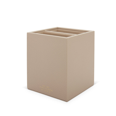 Shop Smythson Pen Pot With Divider In Panama In Sandstone