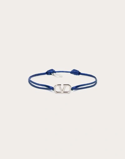 Shop Valentino Garavani Vlogo Signature Cotton Bracelet In Blue