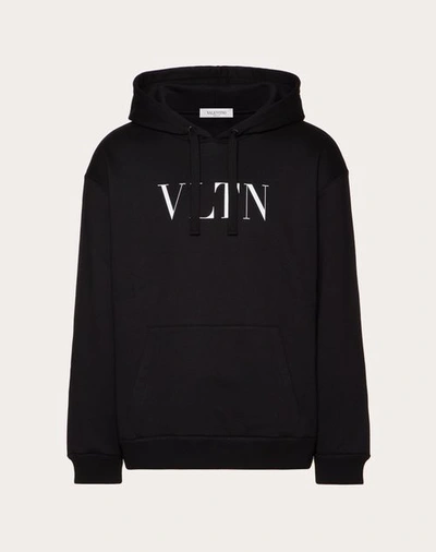 Shop Valentino Hooded Sweatshirt With Vltn Print In Black