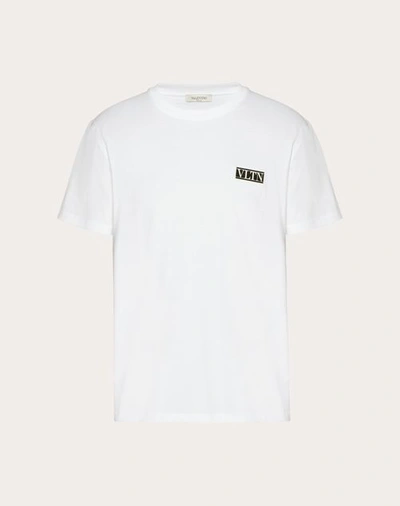 Shop Valentino Cotton T-shirt With Vltn Tag In Optic White