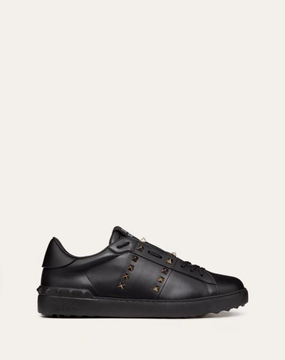 Shop Valentino Garavani Rockstud Untitled Sneaker In Calfskin Leather In Black